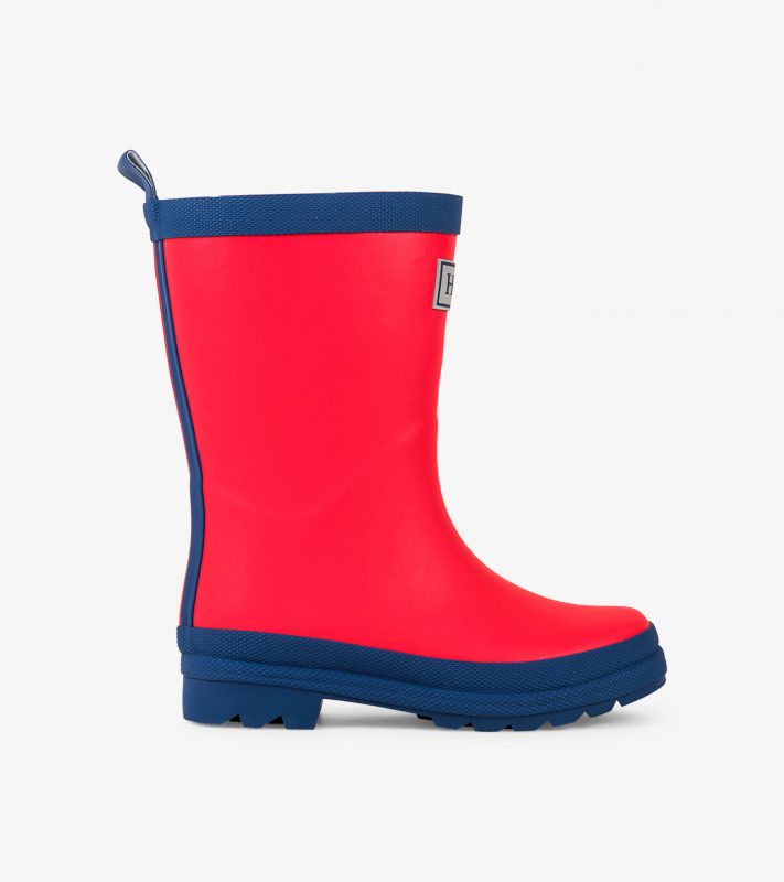 Red & Navy Matte Rain Boots