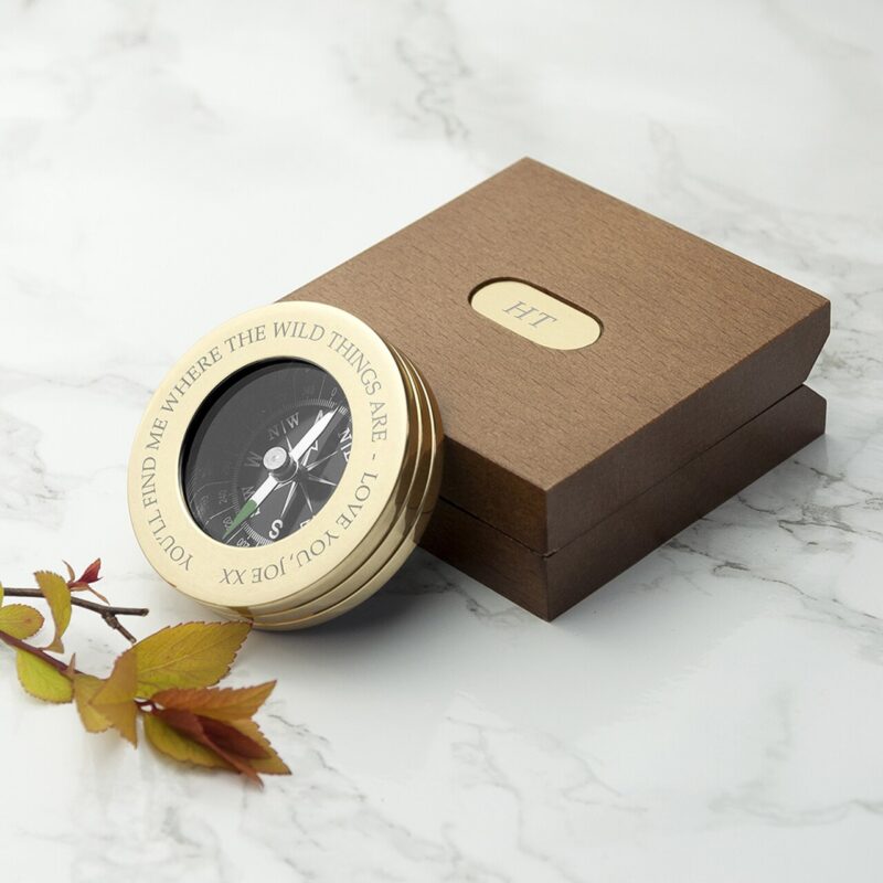 personalised brass compass
